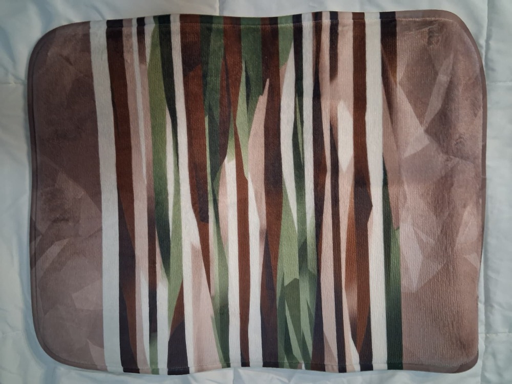 Abstract Green Brown Lines Bath Mat Approx 34in W x 21in L